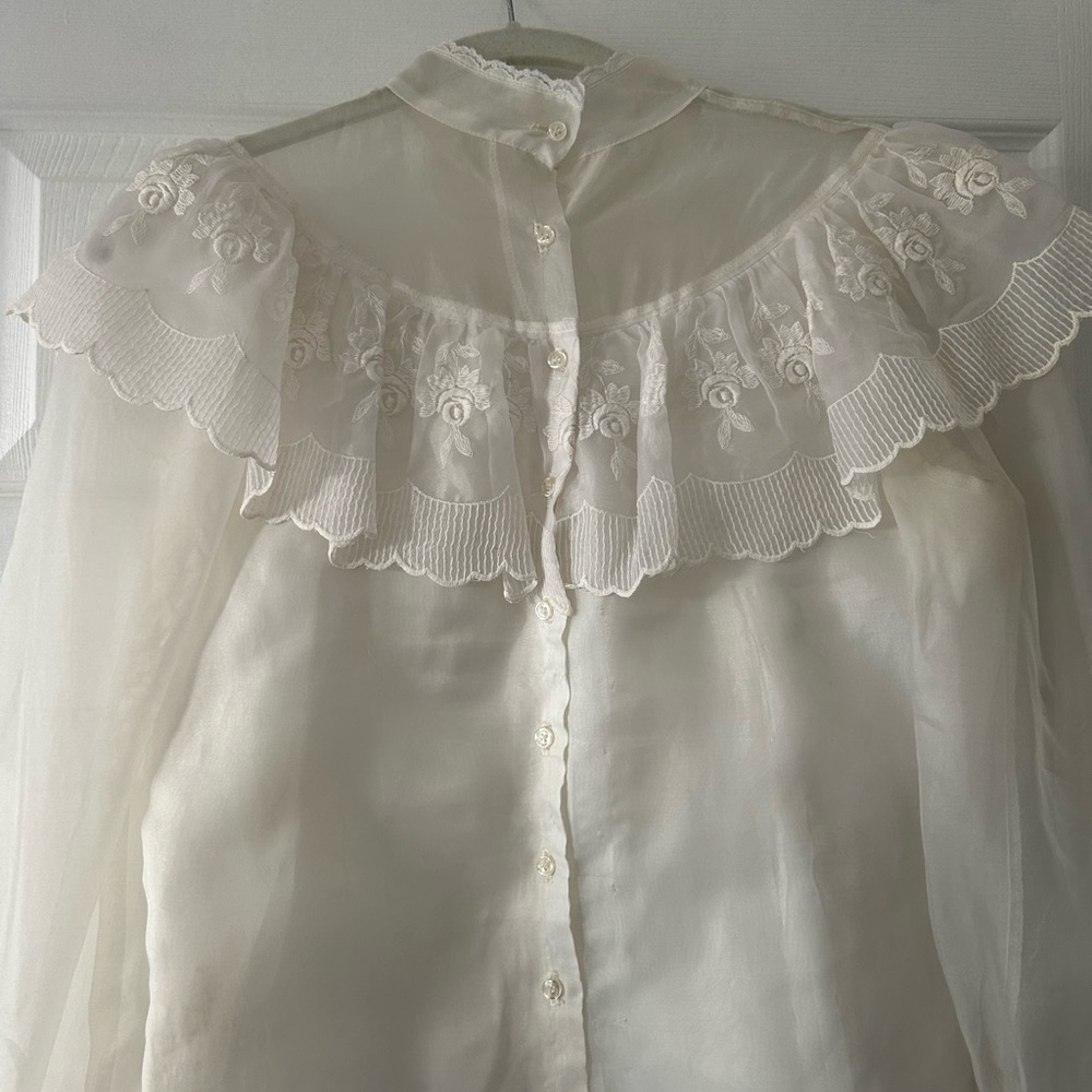 Silk & Lace Detail Ruffle Blouse